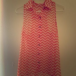 Racer back orange and white tank top